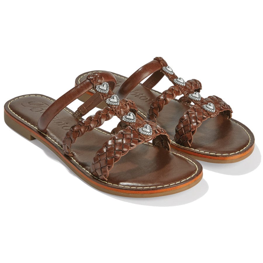 Boho Handwoven Leather Flat Sandals with Heart Ornaments
