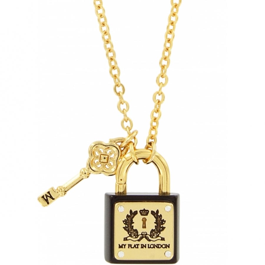 Gold Love Lock Necklace with Key Pendant - Romantic Jewelry Gift
