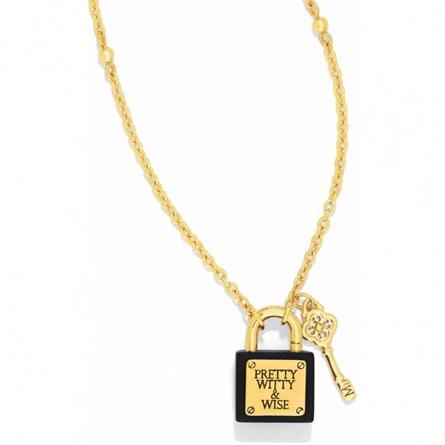Gold Love Lock Necklace with Key Pendant - Romantic Jewelry Gift