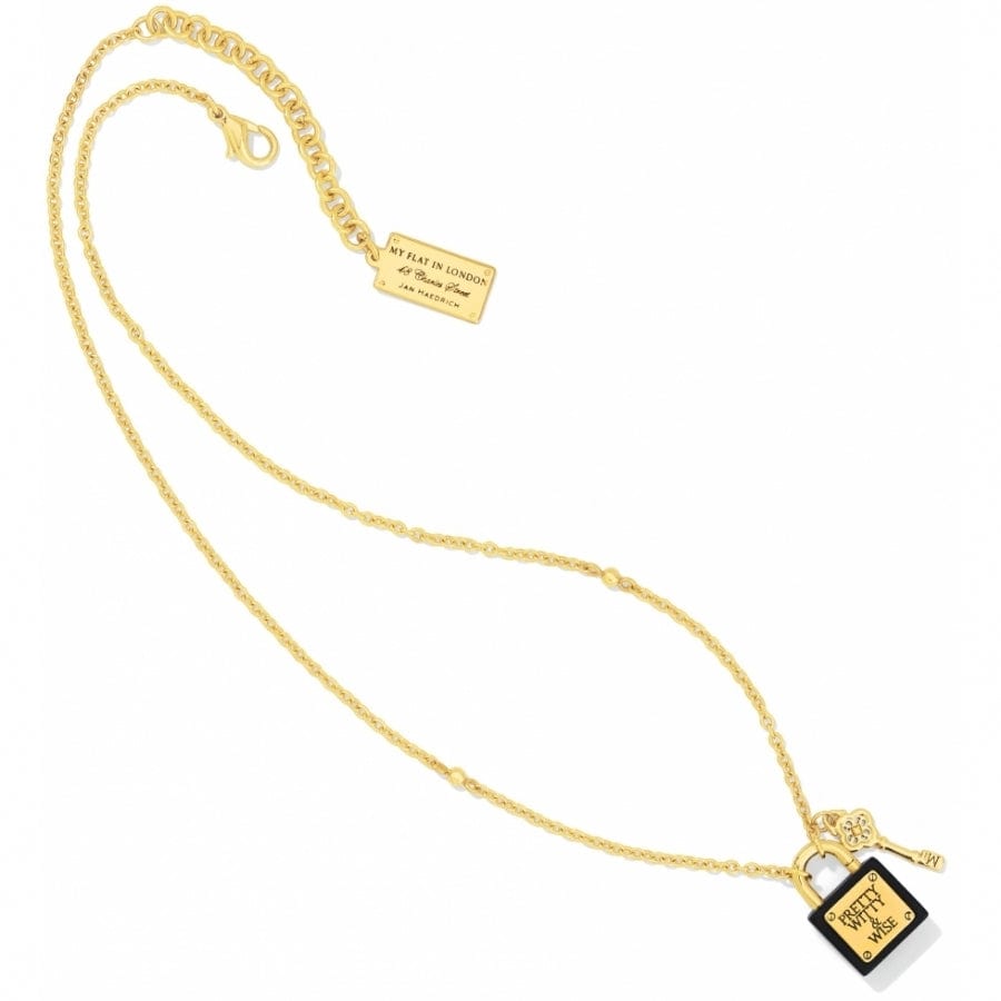 Gold Love Lock Necklace with Key Pendant - Romantic Jewelry Gift