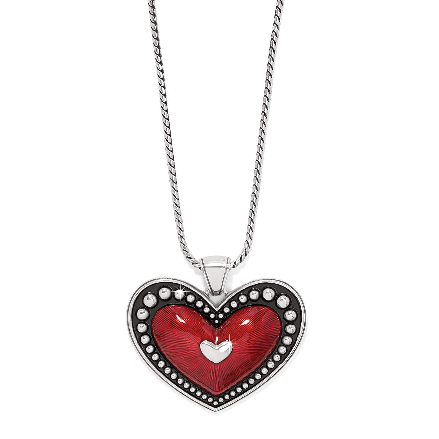 Ruby Heart Necklace with Silver Accents - Love Me Do Jewelry