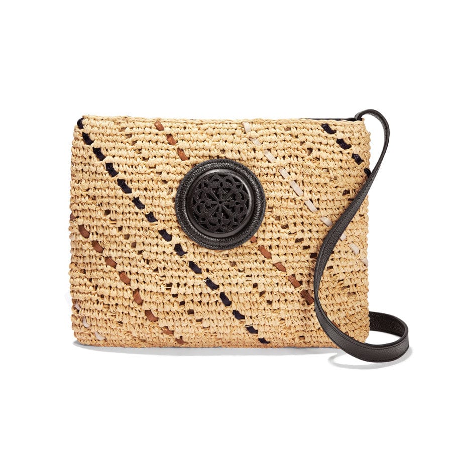Mckenna Hand Crocheted Raffia Straw Crossbody Bag with Leather Accents