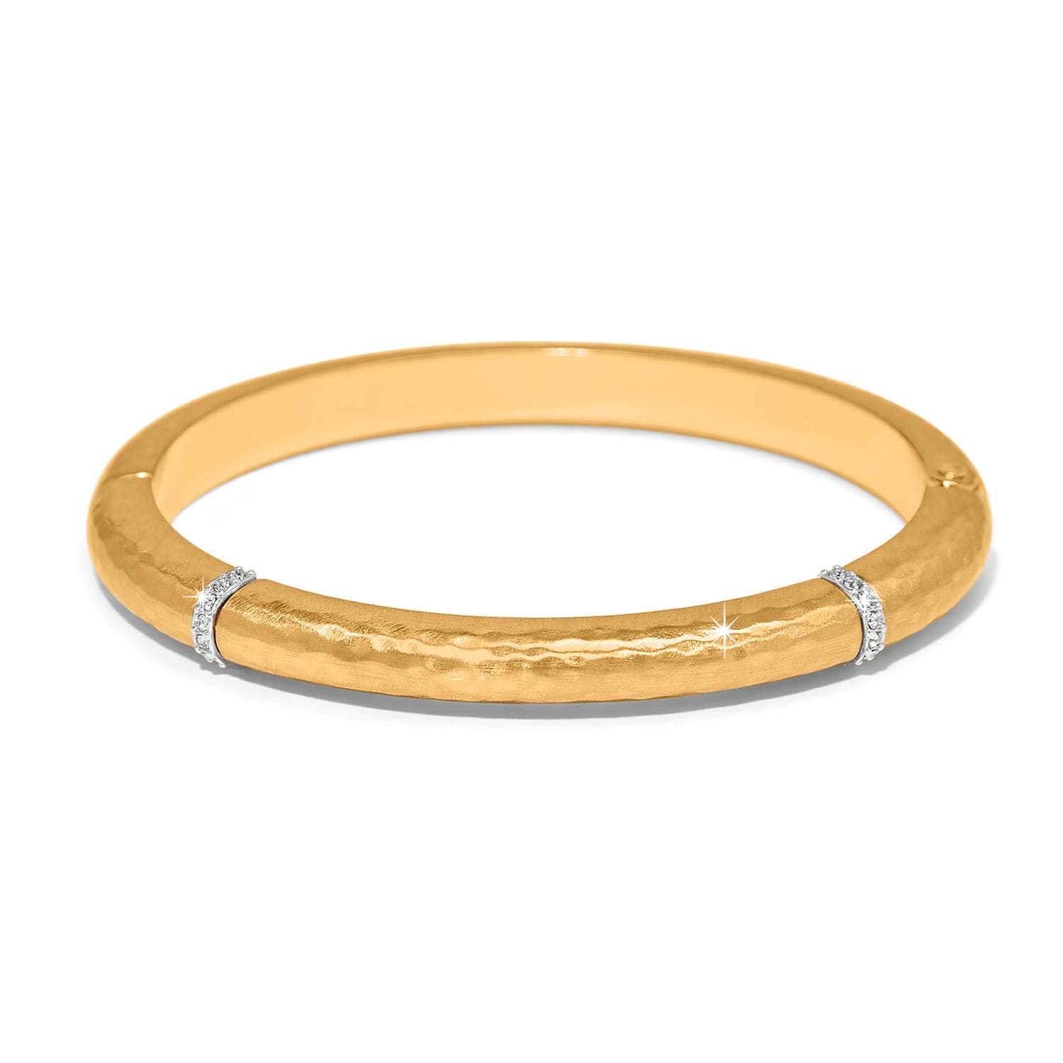Meridian Gold Geo Hinged Bangle with Crystal Accents