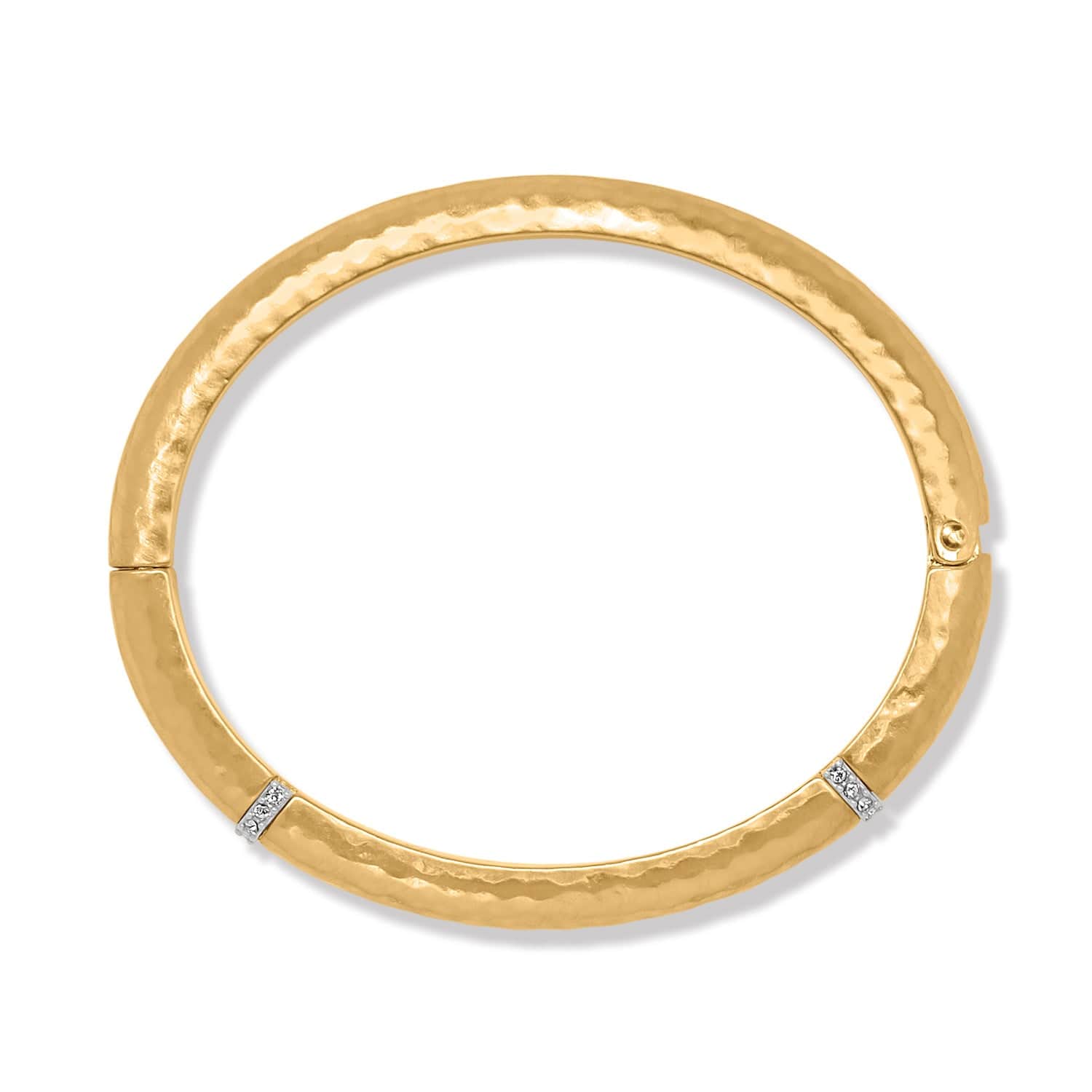 Meridian Gold Geo Hinged Bangle with Crystal Accents