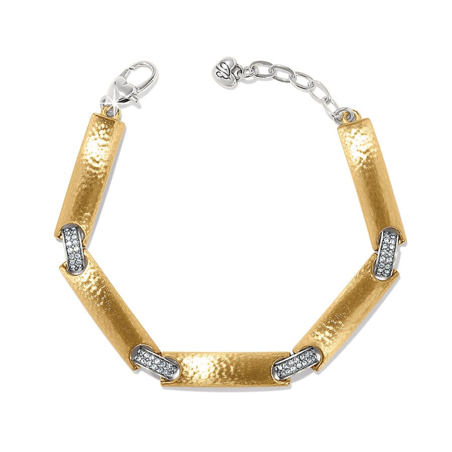 Gold Brushed Geo Link Bracelet with Hand-Set Crystals