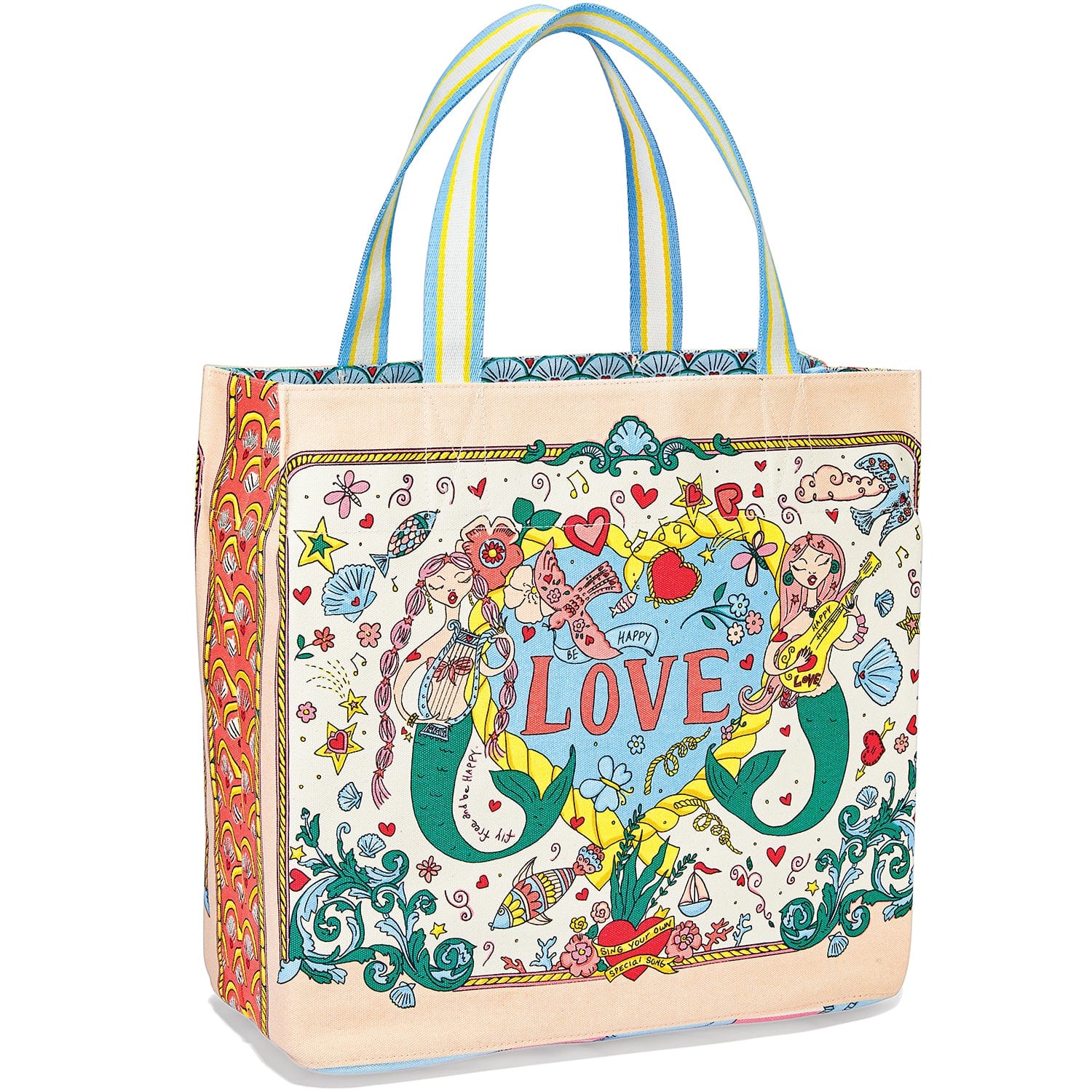 Mermaid Tote Bag with Colorful Undersea Artwork by Tom Clancy