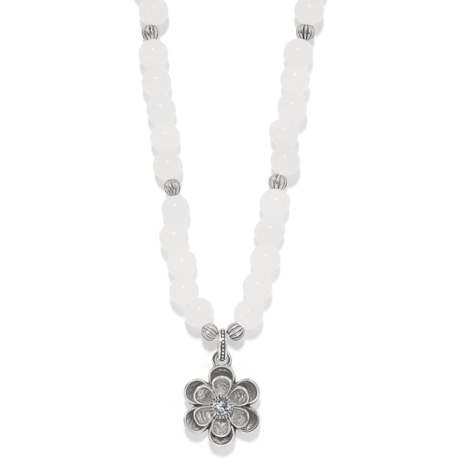 Handcrafted Silver Flower Bead Necklace - Hammered Metal Petal Design