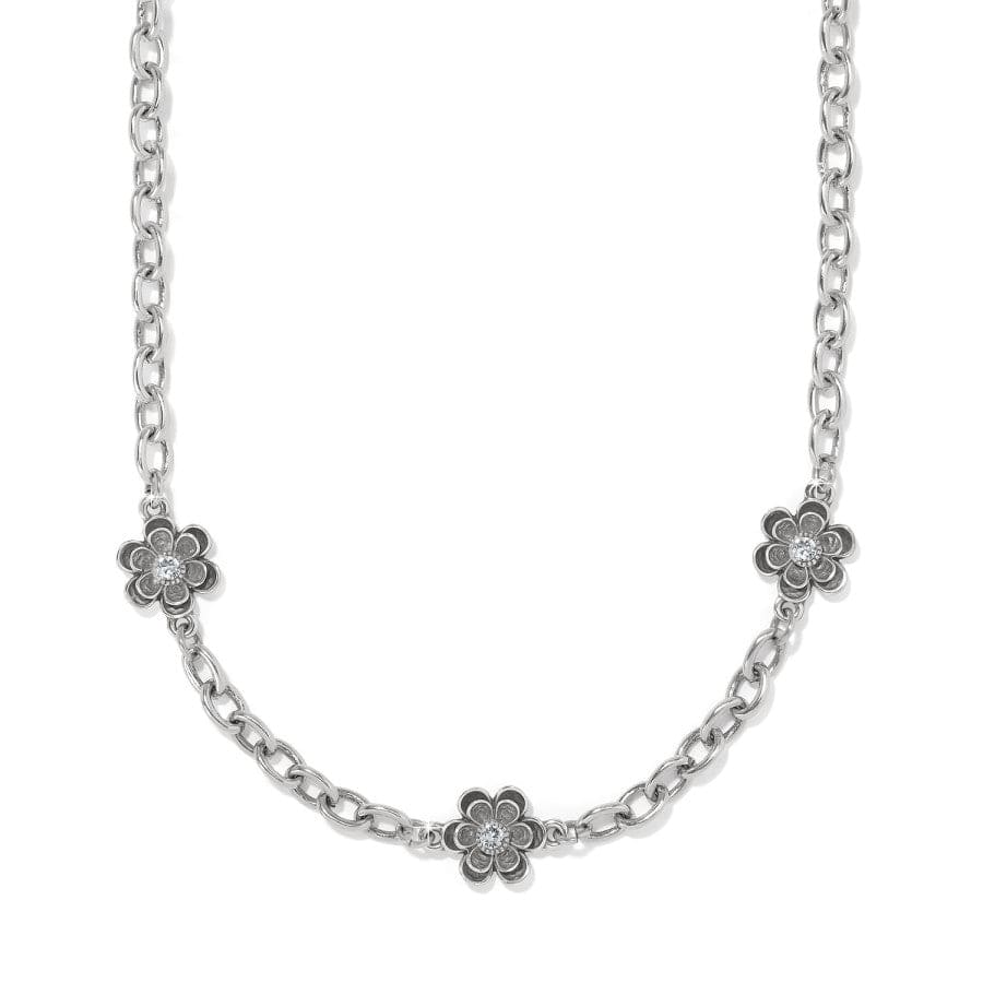 Silver Flower Necklace | Hand-Hammered Petal Pendant | Short Layering Chain