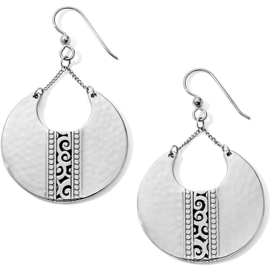 Handcrafted Mingle Disc French Wire Earrings – Silver & Swirling Motif