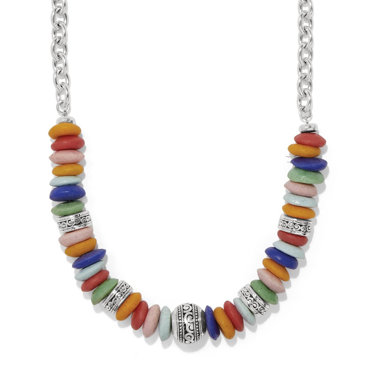 Handcrafted Beaded Sphere Necklace with Silver Swirls – Mingle Medley