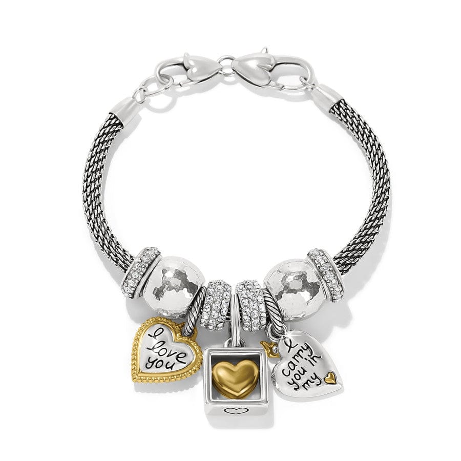 Beverly Glam Gold Heart Charm Bracelet with Loving Messages