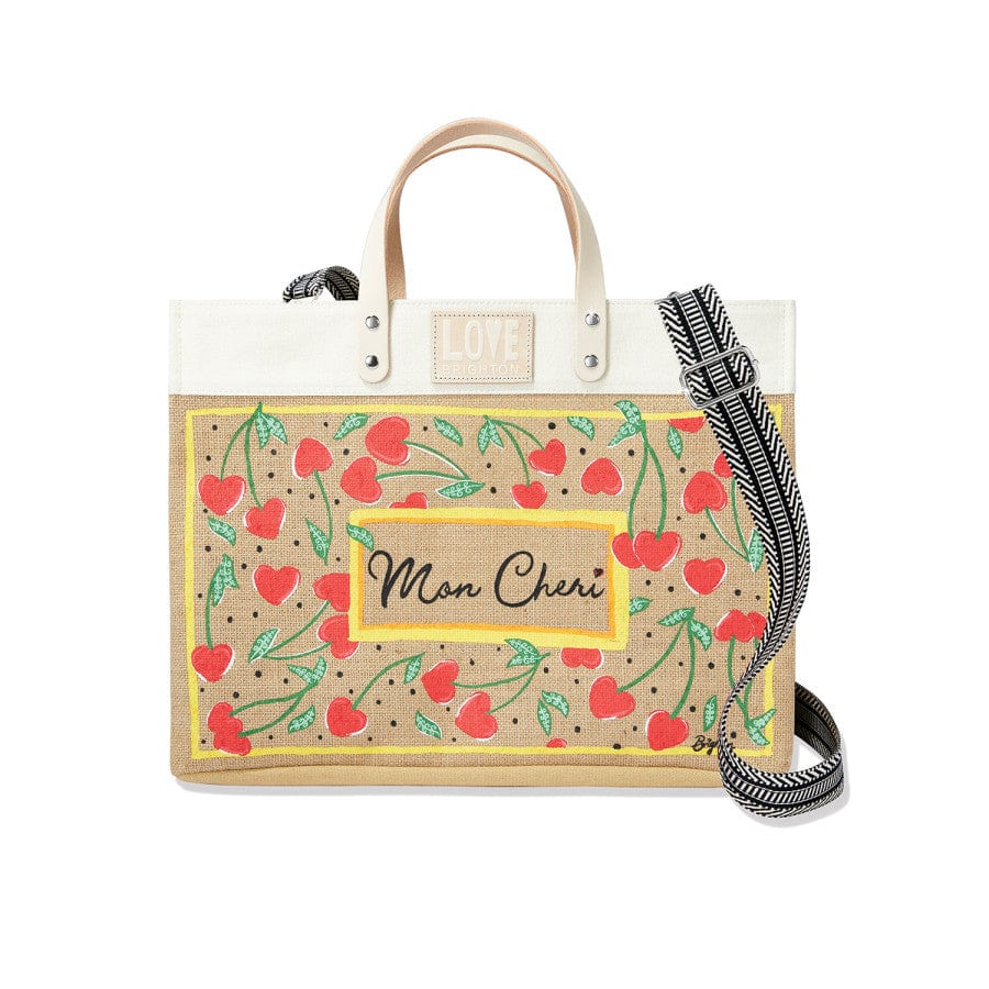 Mon Cheri Eco-Friendly Burlap Tote with Leather Trim