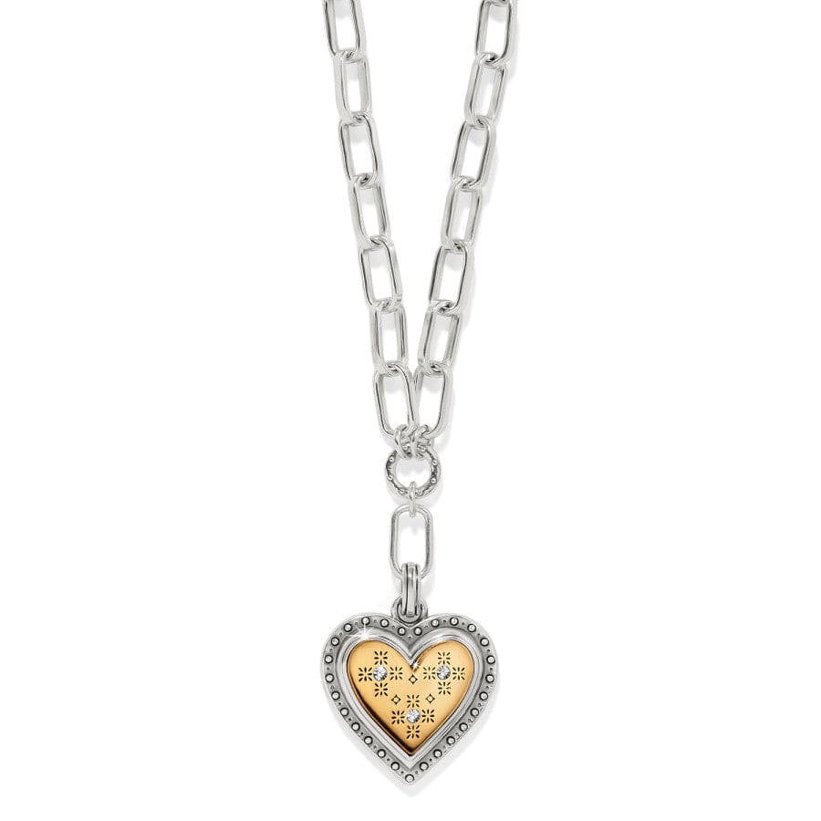 Beth Ferrara Handmade Mosaic Heart Necklace with Gold Inlay & Crystals