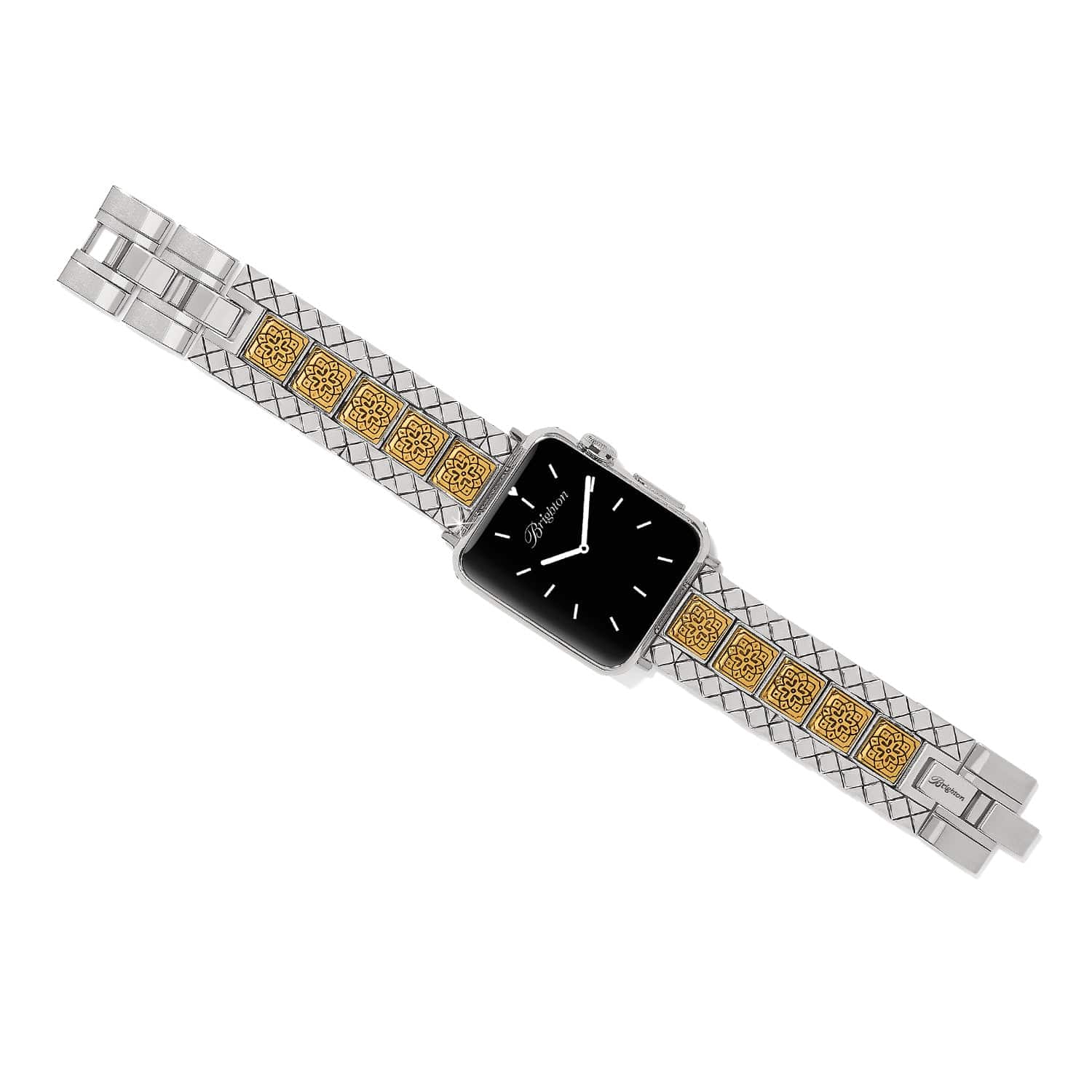 Apple Watch Band - Two-Tone Mosaic Link Bracelet with Gold Etching