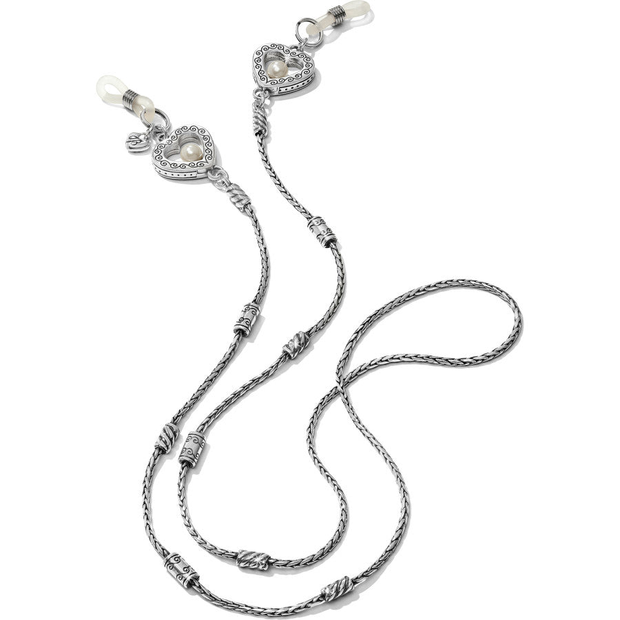 Pearl Dangle Silver Heart Eyeglass Chain for Women