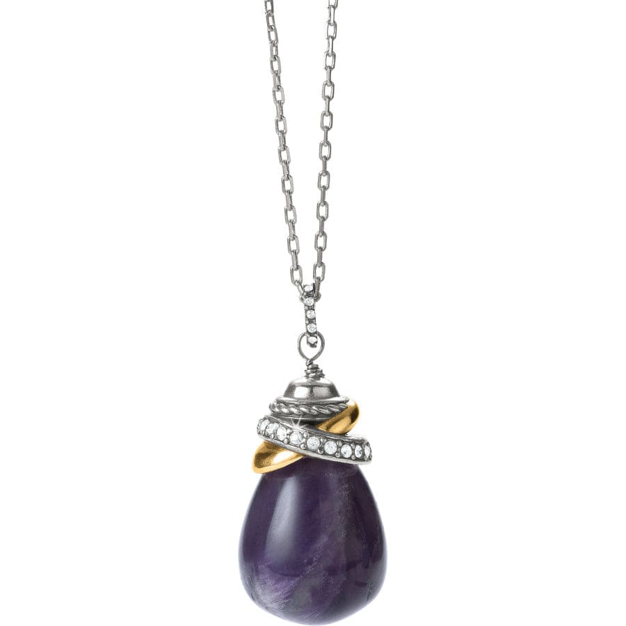 Amethyst Pendant Necklace with Neptune's Rings Design