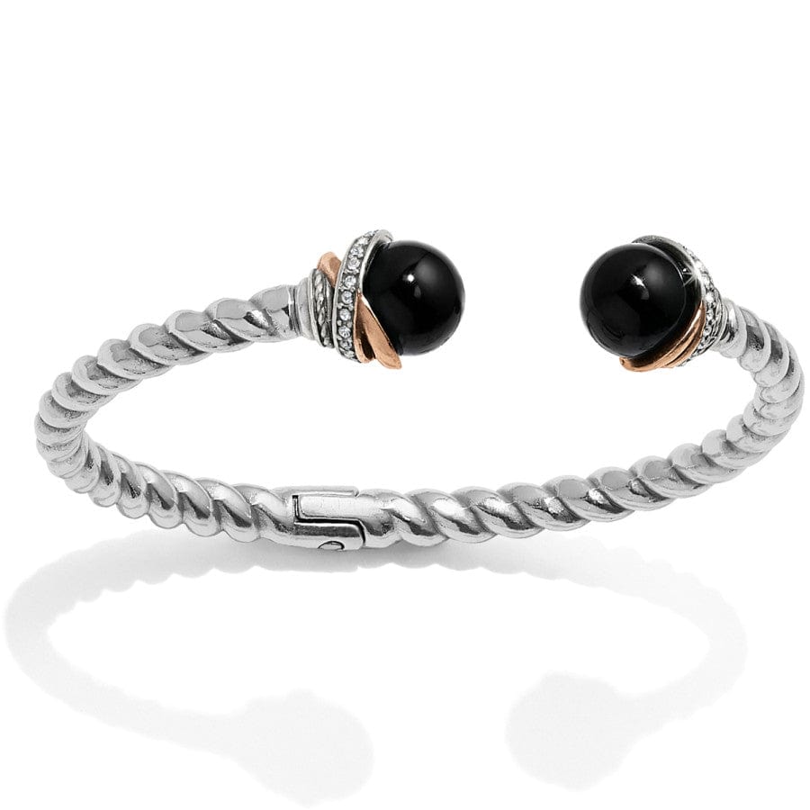 Black Agate Rope Bangle with Rose Gold - Neptune's Rings