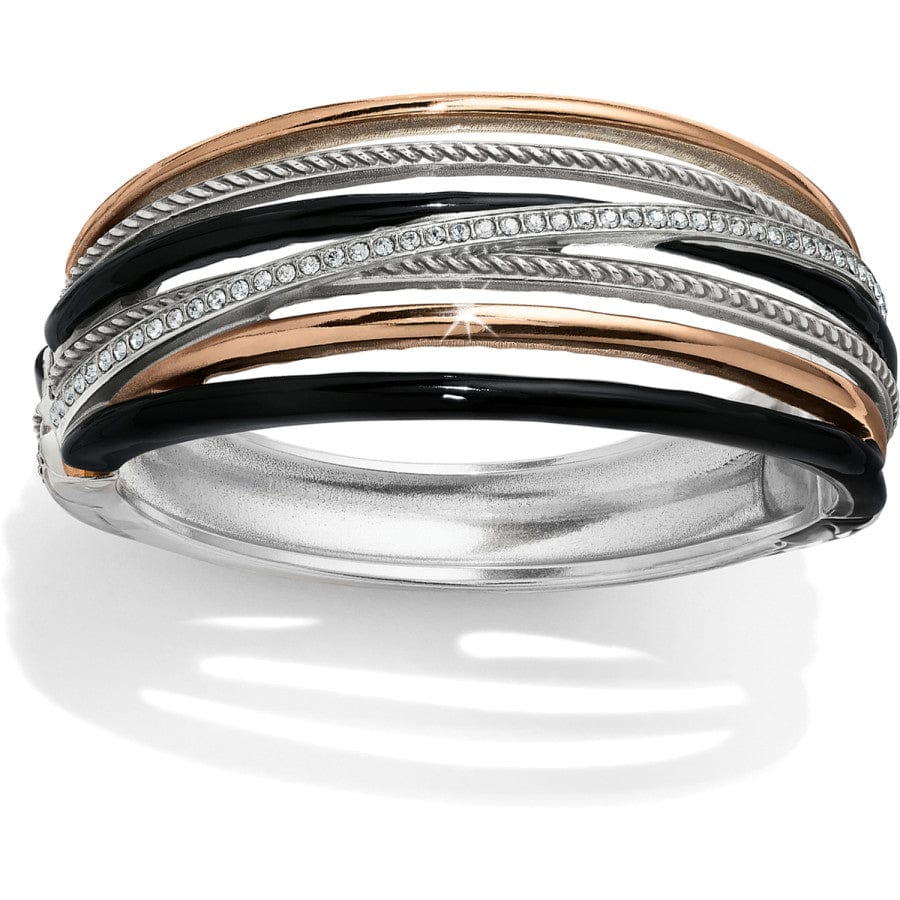Neptune's Rings Textured Black Hinged Bangle Bracelet