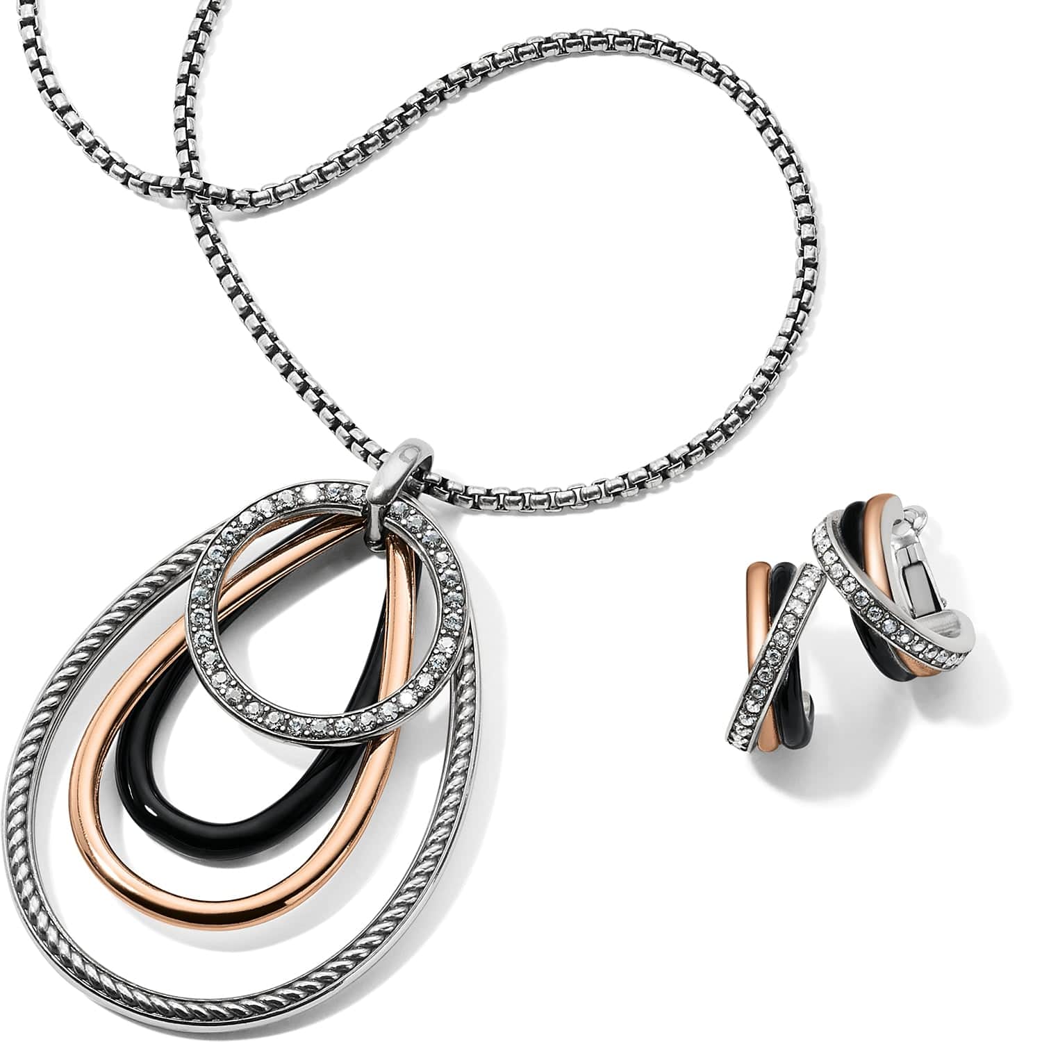 Black Necklace Gift Set for Her - Brighton Neptune's Rings