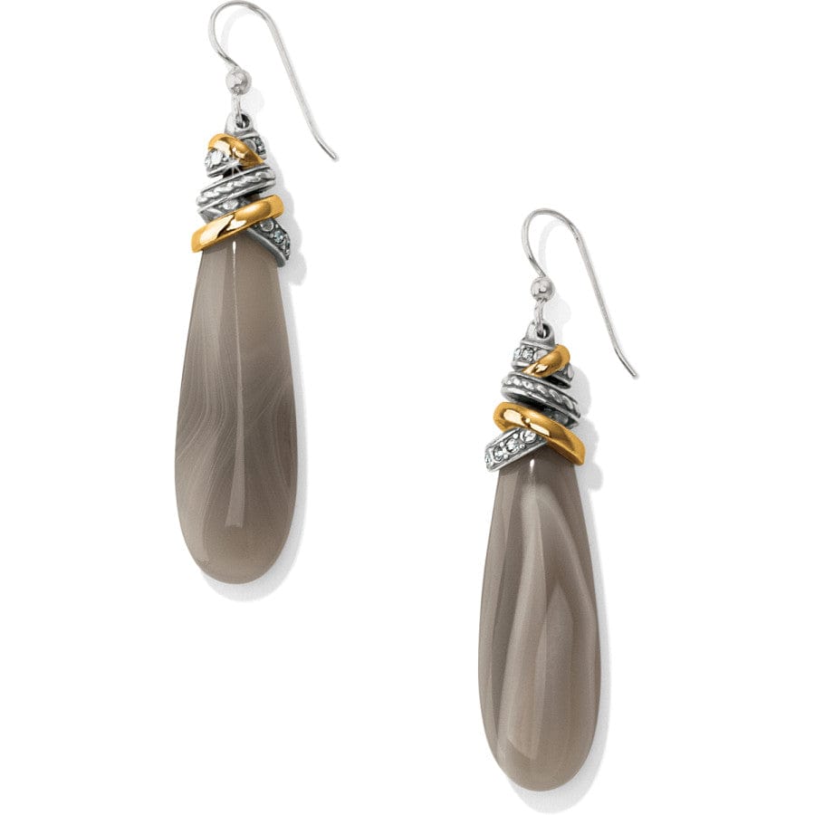 Banded Agate French Wire Earrings with Crystal Bejeweled Rings
