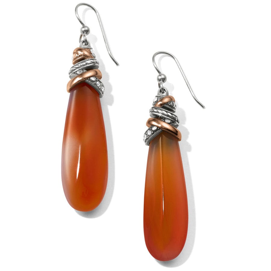 Carnelian French Wire Drop Earrings with Mixed Metal Rings