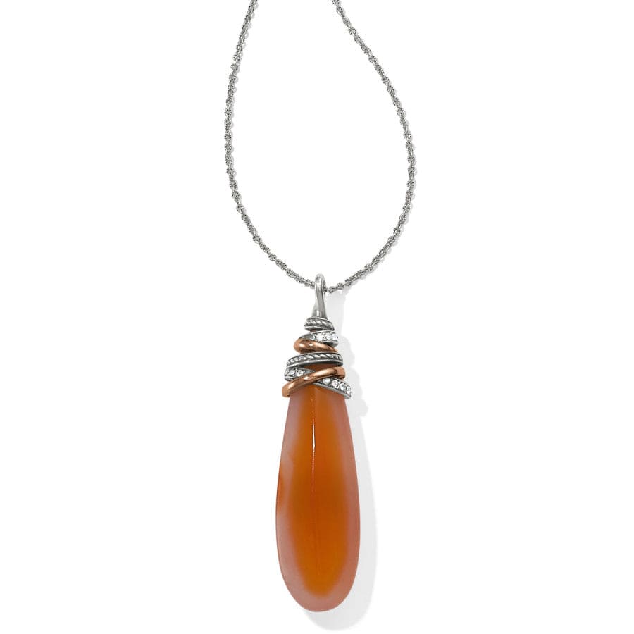 Carnelian Drop Necklace with Mixed Metal Rings – Handcrafted Jewelry