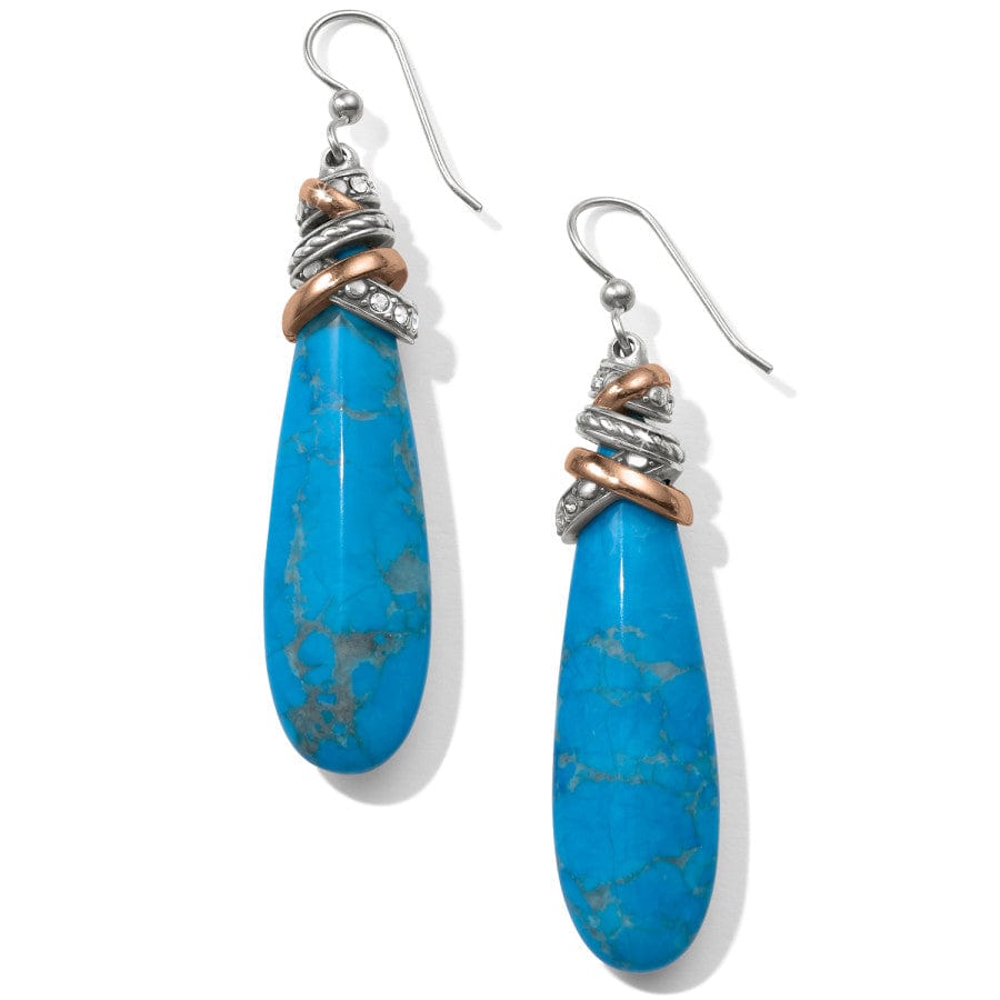 Turquoise French Wire Drop Earrings with Crystal Bejeweled Rings