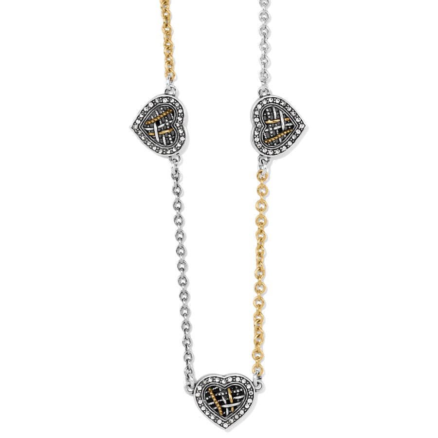 Neptune's Rings Woven Heart Station Necklace in Silver & Gold