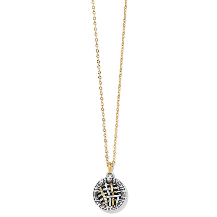 Delicate Silver Gold Woven Pendant Necklace with Crystals