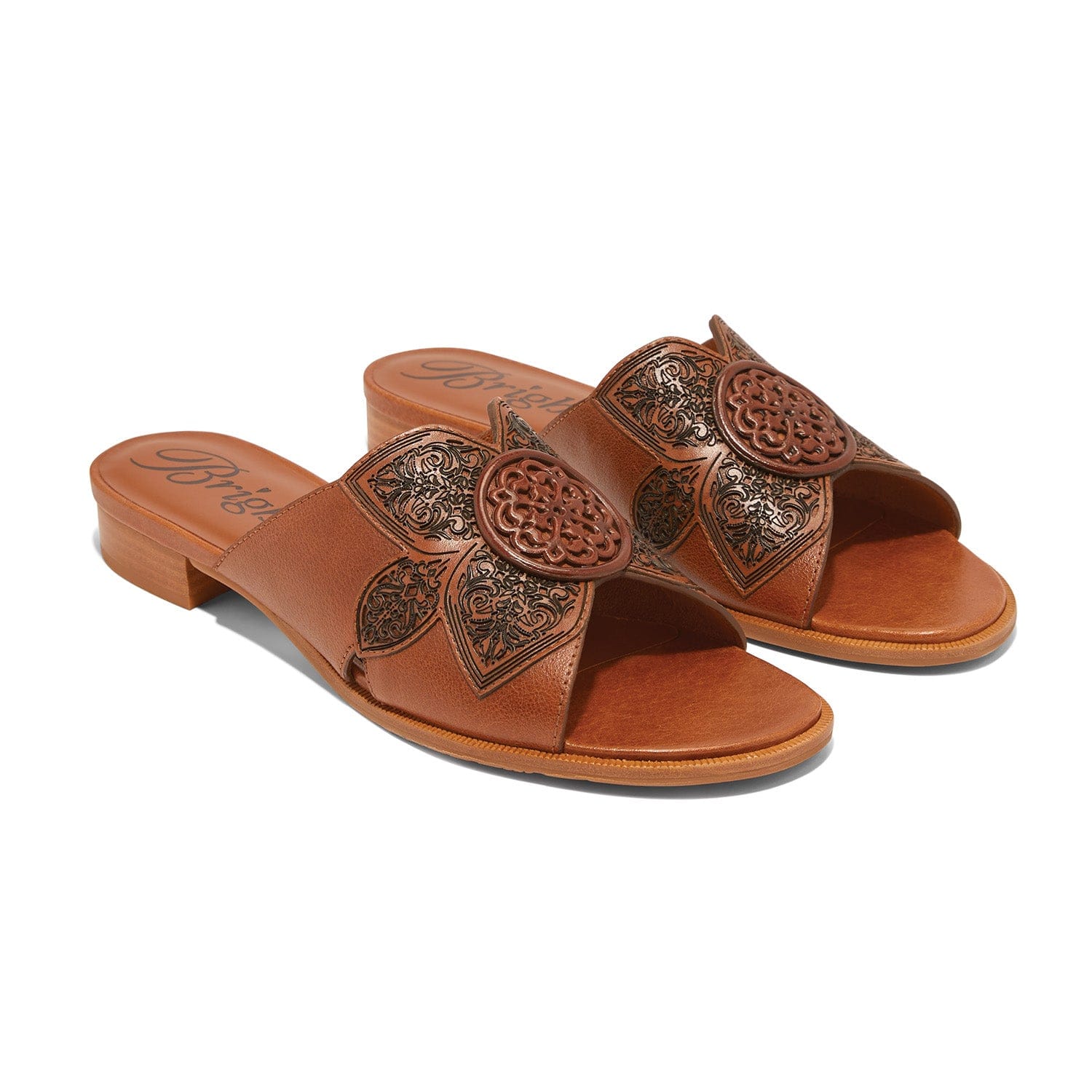 Nicki Leather Lasered Slide Sandals – Handcrafted Comfort