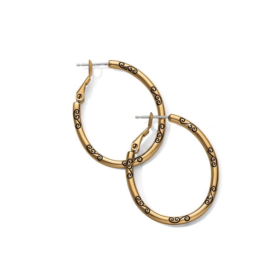 Charm Hoop Earrings - Oval Gold Plated Dangle Jewelry