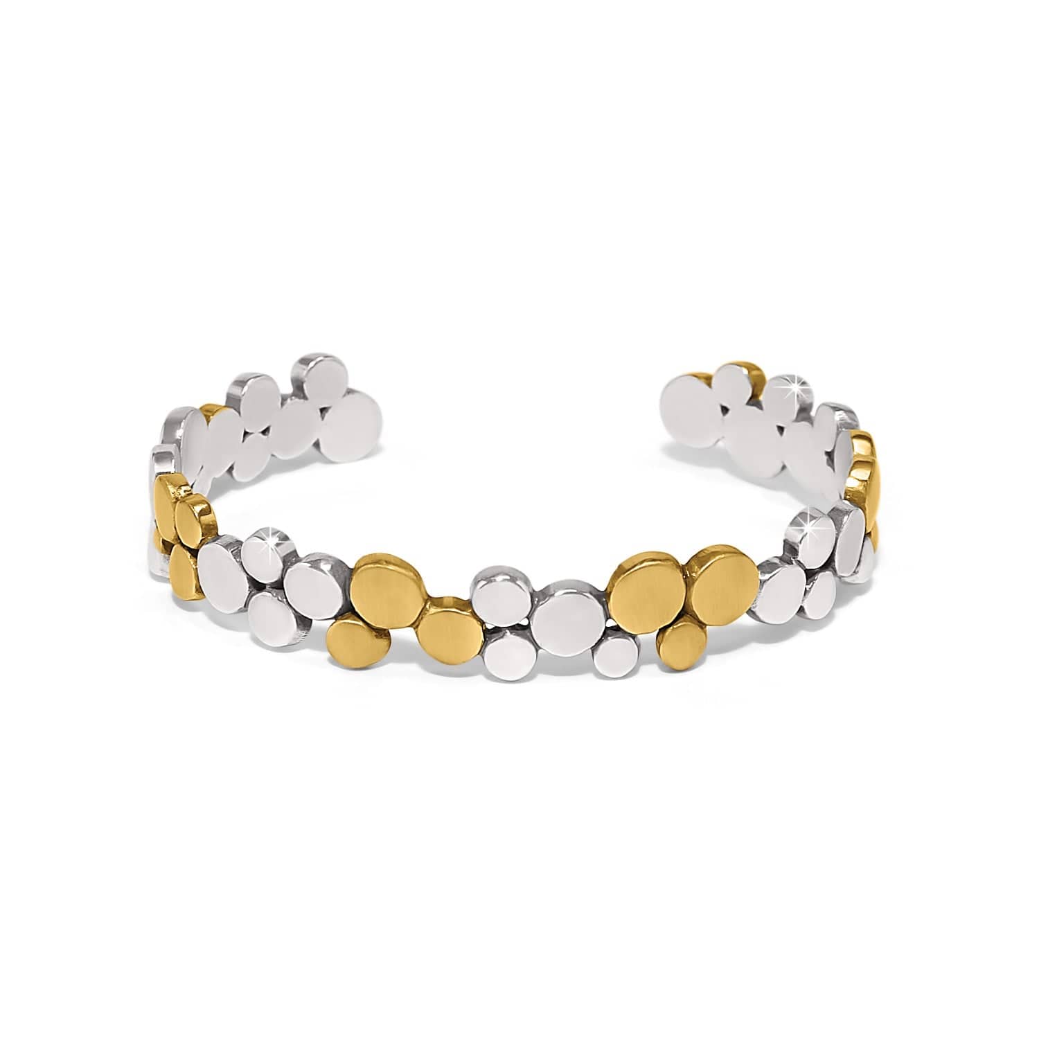 Bali-Inspired Pebble Edge Flex Cuff Bracelet in Silver & Gold