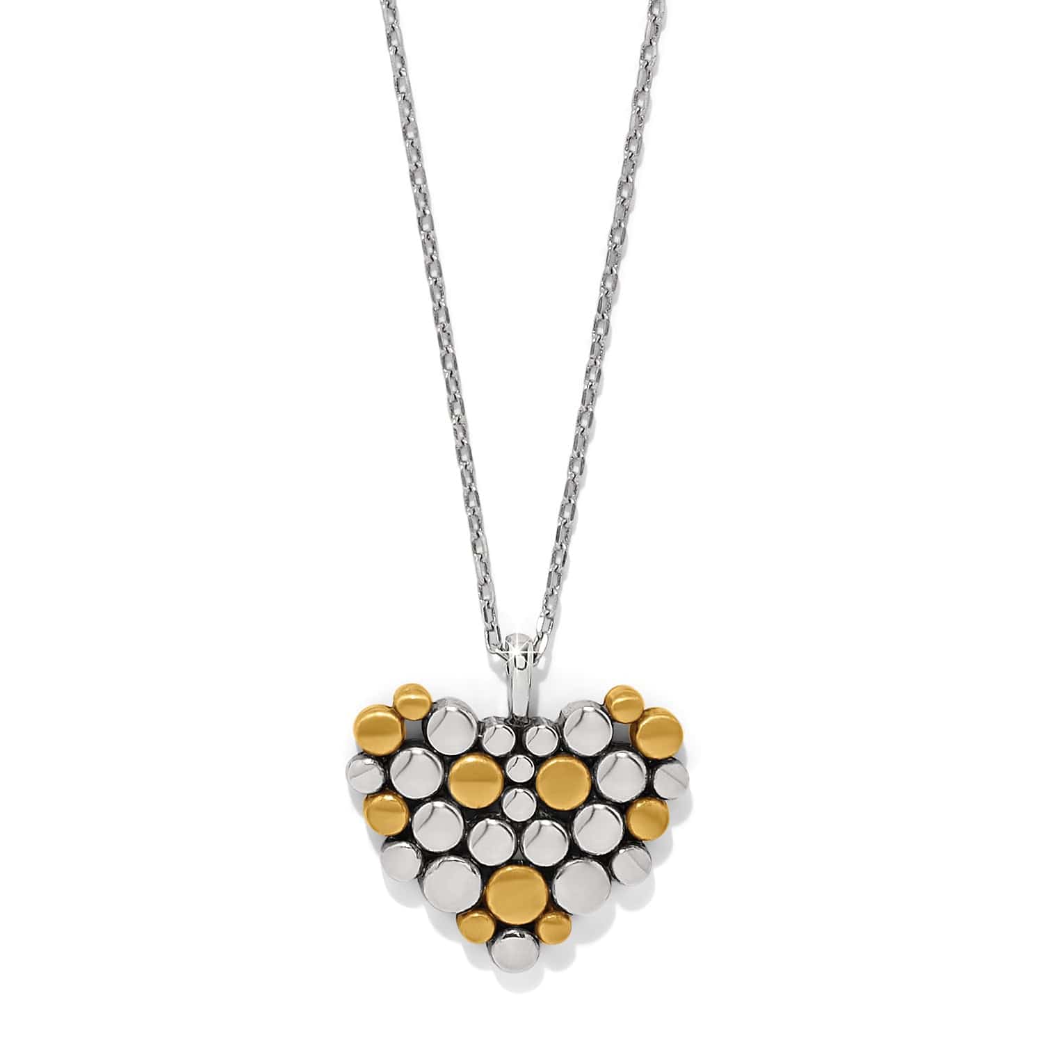 Bali-Inspired Pebble Edge Heart Necklace in Silver & Gold