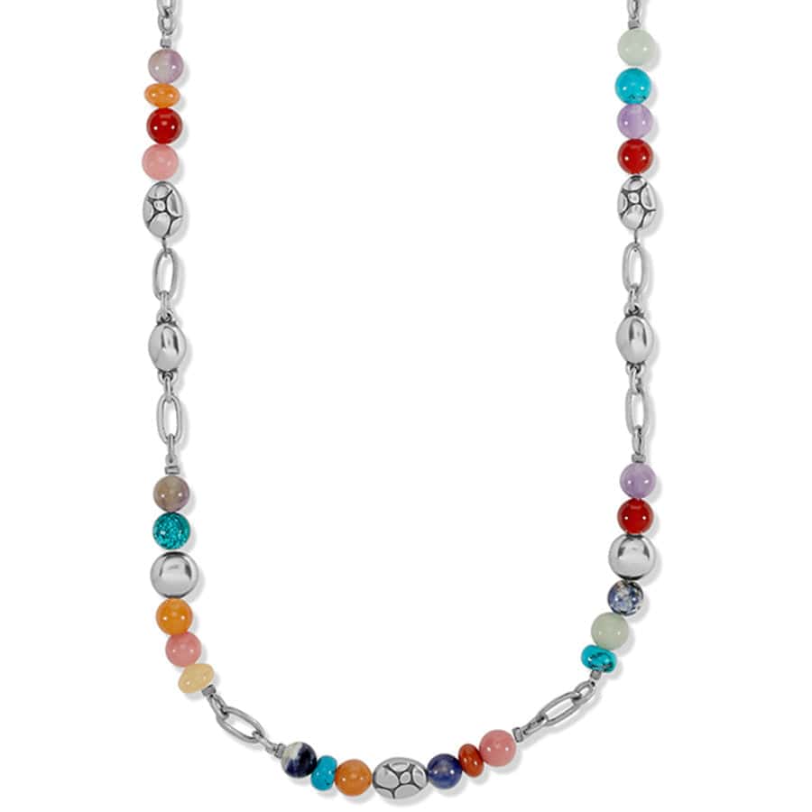 Handcrafted Adjustable Pebble Paradise Necklace with Semi-Precious Stones