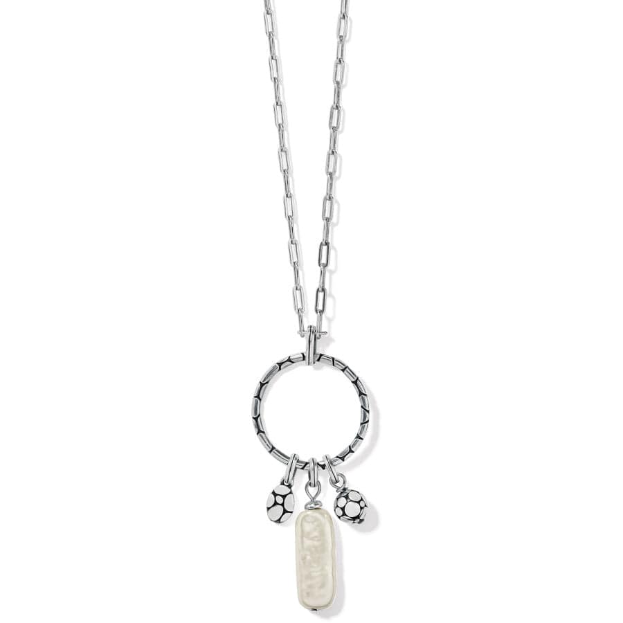 Biwa Pearl Charm Necklace with Pebble Pearl Ring