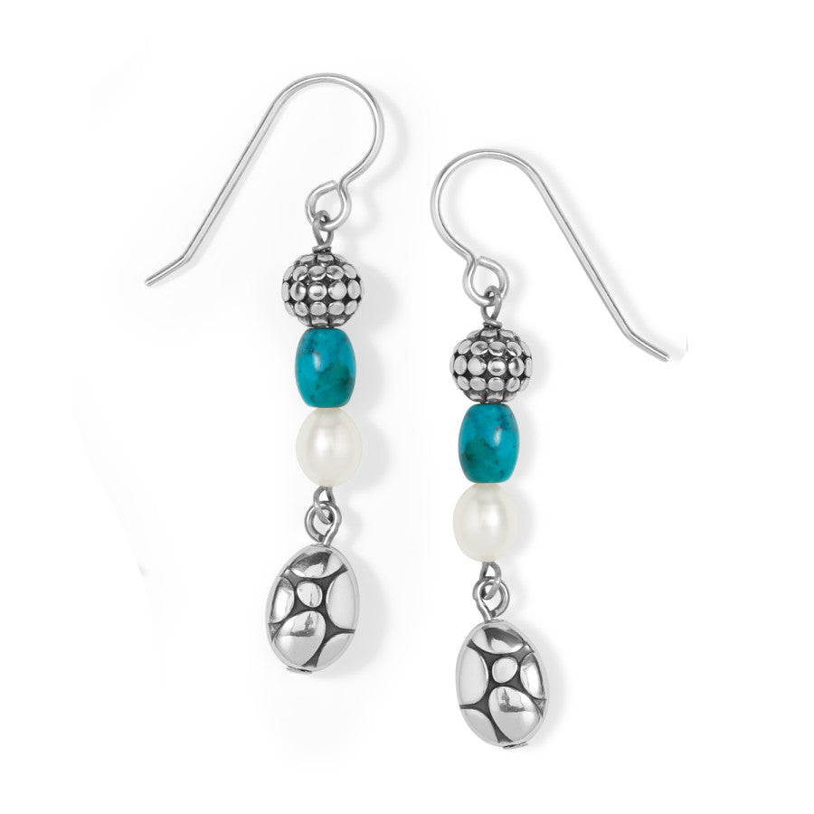 Handcrafted Turquoise Pearl French Wire Earrings – Balinese-Inspired Pebble Mosaic