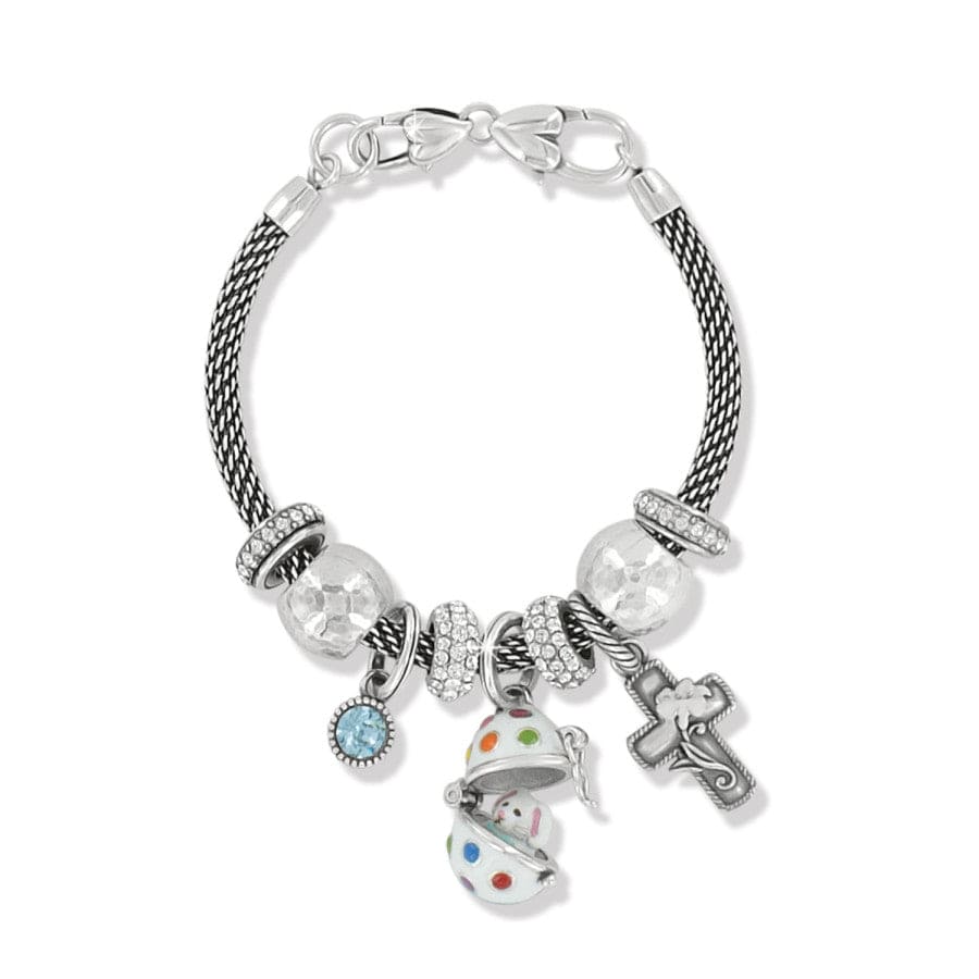 Easter Charm Bracelet with Polka Dot Egg & Silver Beads