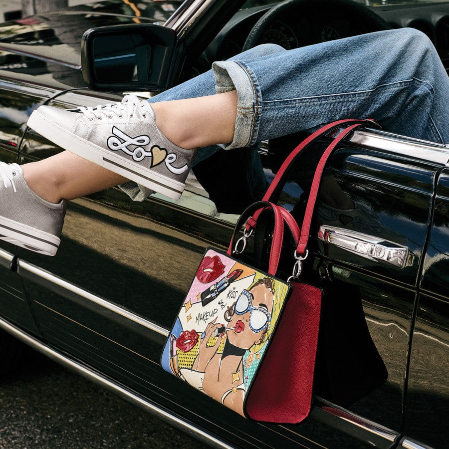 Pop Star Leather Tote Bag with Crossbody Strap - Cover Girl Art