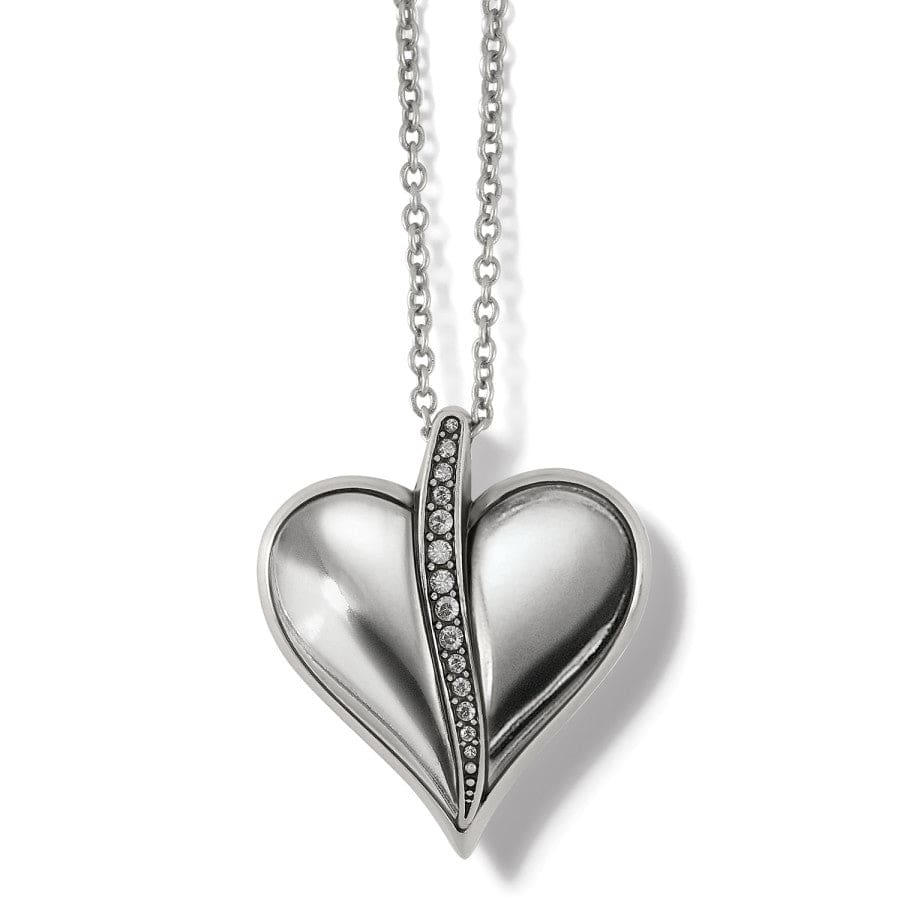 Sterling Silver Heart Necklace with Crystal Accents