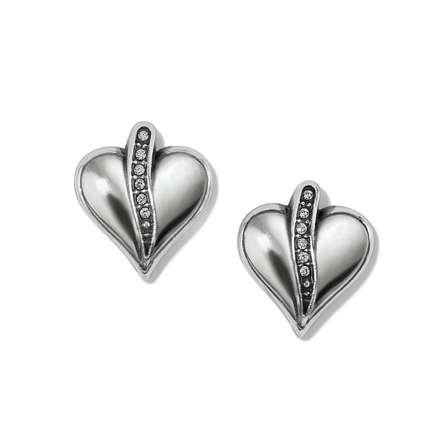 Sterling Silver Heart Post Earrings with Crystals
