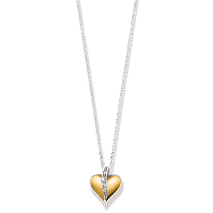 Two-Tone Gold and Silver Heart Pendant Necklace - Petite