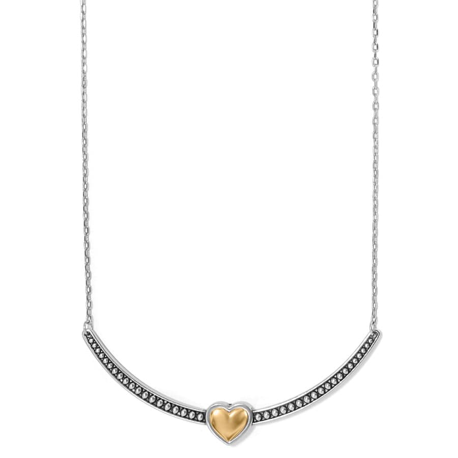 Bold Two Tone Heart Bar Necklace - Pretty Tough Gold Chain