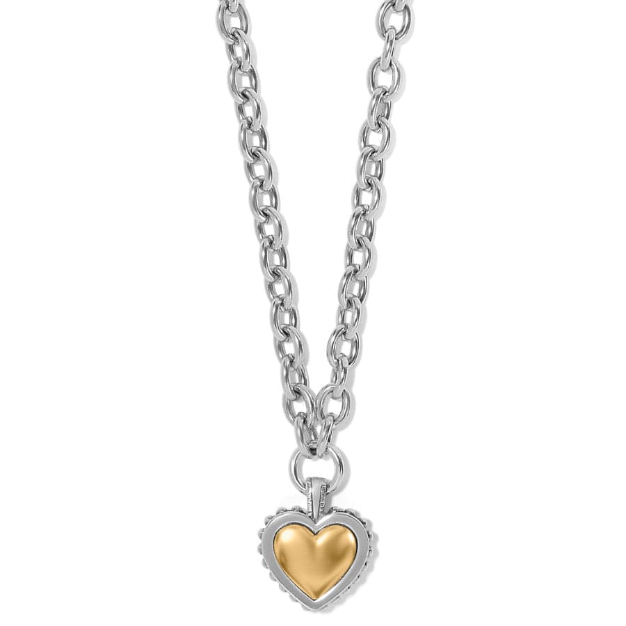 Bold Two Tone Heart Necklace - Mixed Metal Layering Jewelry