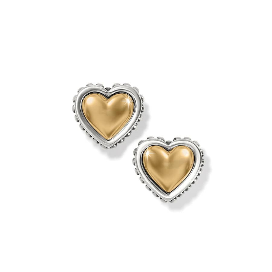 Two Tone Heart Stud Earrings - Mixed Metal Petite Post Jewelry