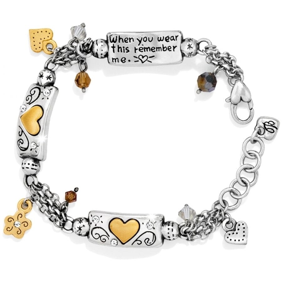 Silver Heart Bracelet with Engraved Inspirational Messages - Golden Accents