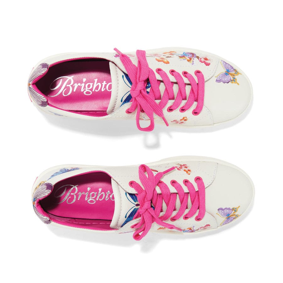 Cherry Blossom Embroidered Leather Sneakers for Women