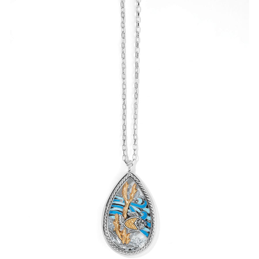 Blue Enamel Shaker Necklace with Gold Coral & Crystals