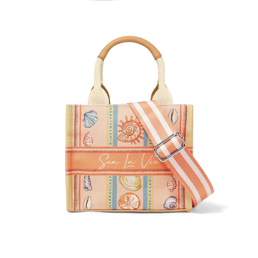 Sea La Vie Mini Canvas Tote Bag with Leather Handles