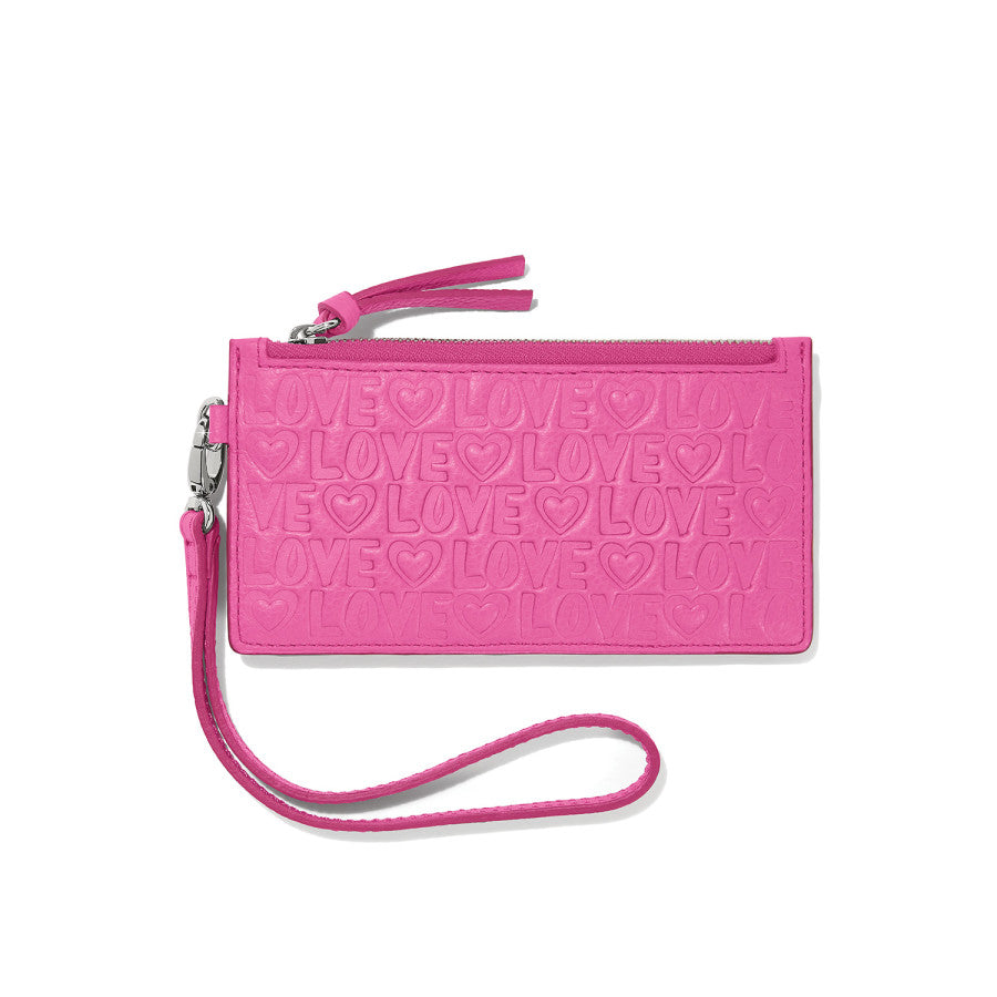 Leather Love Card Pouch with Wristlet Strap