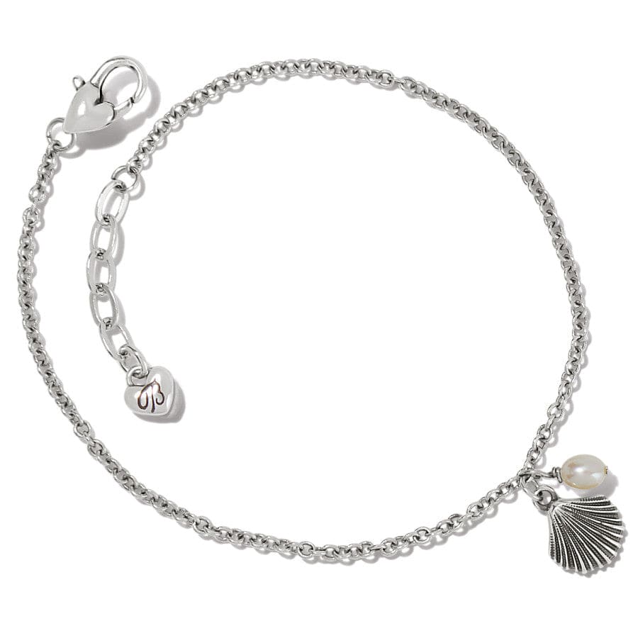 Silver Shell Anklet for Women - Beach Jewelry with Etched Charm